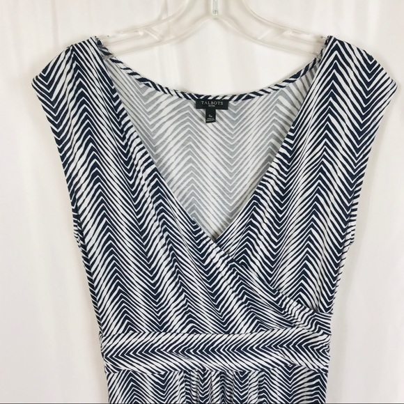 Talbots sleeveless maxi dress navy white v-neck - Picture 3 of 7
